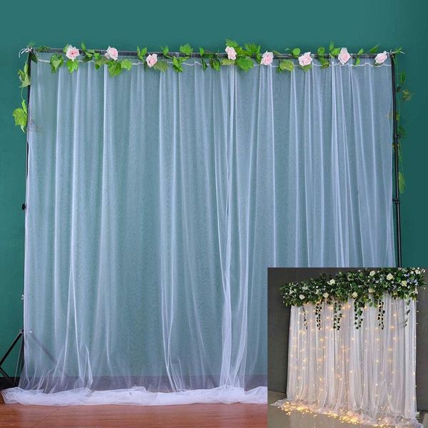 

party decoration wedding backdrop 5ft x 9ft white tulle po background drapes curtains light for baby shower birthday supplies