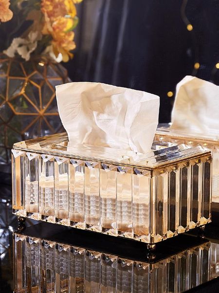 

european-style high-end crystal tissue box light luxury living room home drawer storage decorative ornaments napkins boxes &