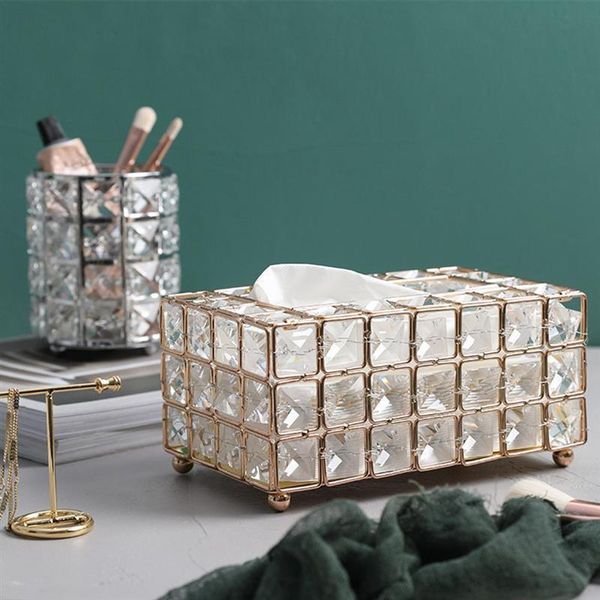 

tissue boxes & napkins box holder crystal glass cube napkin dispenser bedroom office el cafe home decoration living room deskornaments