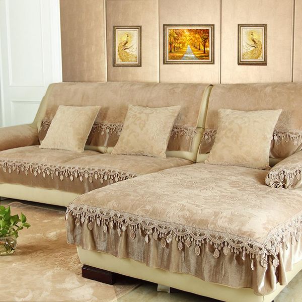 

chair covers european leather sofa custom made slipcover flannel cushion non-slip plush lace sofacover all-inclusive universal mat