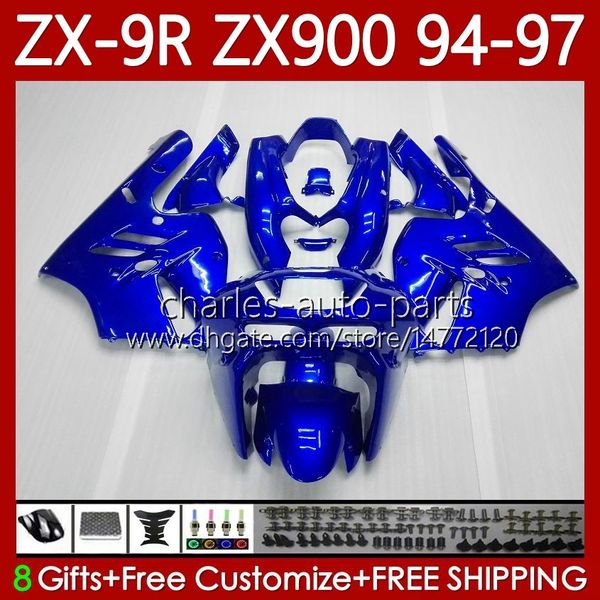 Kit carrozzeria per KAWASAKI NINJA ZX-9R ZX900 ZX 9R 9 R 900 CC 1994-1997 Corpi 100No.15 ZX9 R 900CC ZX-900 ZX9R 94 95 96 97 ZX900C 1994 1995 1996 1997 Carena OEM blu lucido