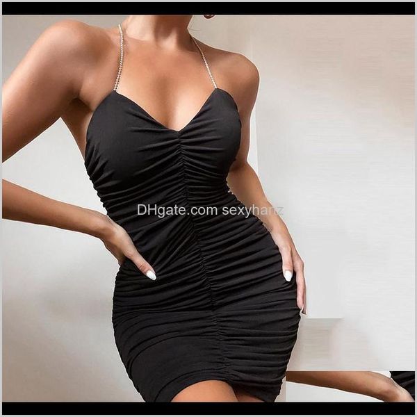 

casual clothing apparel drop delivery womens dress 2021 sleeveless cold shoulder strap ruffled waist bag hip dresses for woman bodycon skinn, Black;gray
