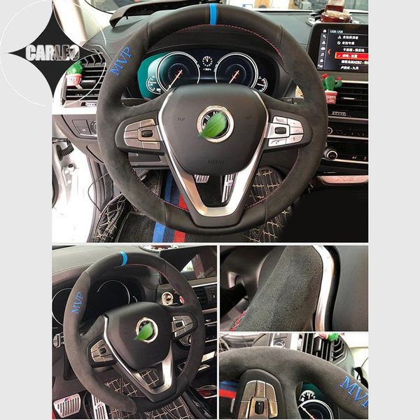 

steering wheel covers holder for e84 f48 f69 e83f25g01f97e53 e70f15f85g07 suede leather wrap hand sewing embroidery cover layer