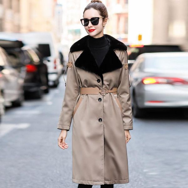 

women's fur & faux fashion luxury mink coat thicken warm coats slim jackets for women 2021 female jacket casaco zjt516, Black