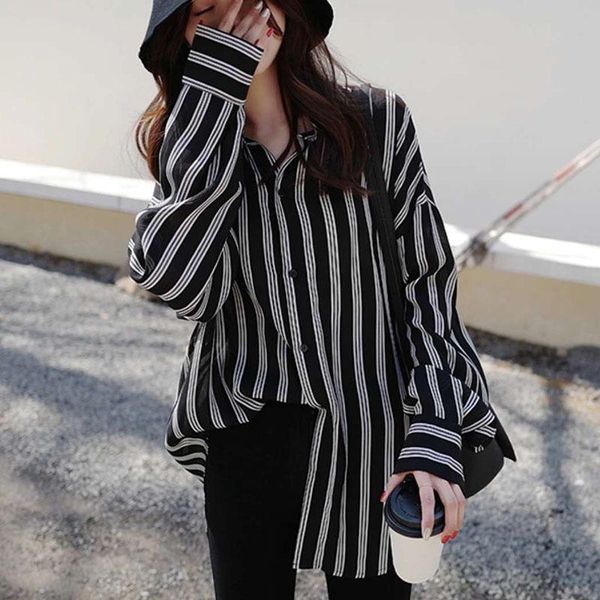 

women blouse striped v-neck long sleeve work shirts femme office daily basic elegant lady women's blouses &, White