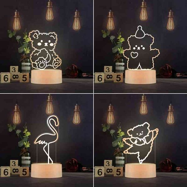 

creative girl heart 3d night plug in bedroom bedside led desk lamp activity gift