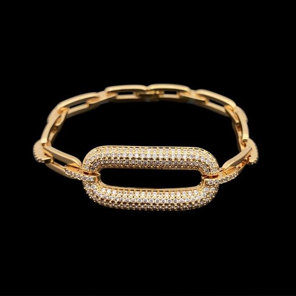 

link, chain lanruisha simple bracelet copper zircon micro-inlaid geometric square classic female party fashion jewelry gift, Black