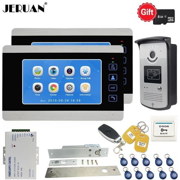 

inch video doorbell door phone voice/video recording intercom system kit with metal waterproof rfid access camera 1v2 phones