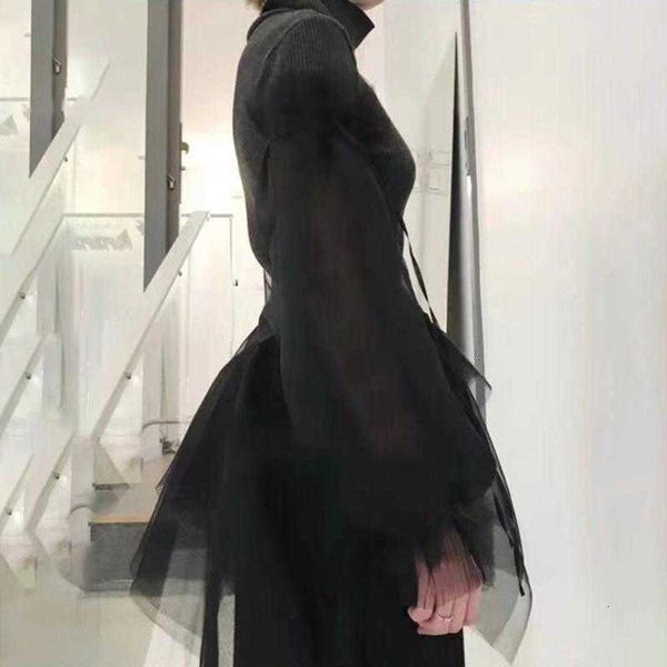 

women's sweaters katelove women fashion organza patchwork knitted sweater female ruffle pullovers vintage black jumper chic nrvh, White;black
