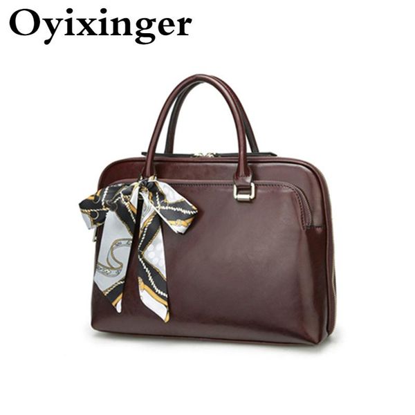 

evening bags oyixinger luxury women shoulder bag genuine leather business briefcase for female 2021 laphandbag 13" 14" dell hp