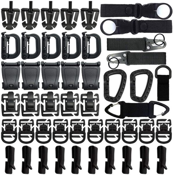 48 Stück Tactical Gear Clip Strap Molle Web Dominators Gurtband-Befestigungsset für Rucksack, Weste, Gürtel, Outdoor-Trinkschlauch