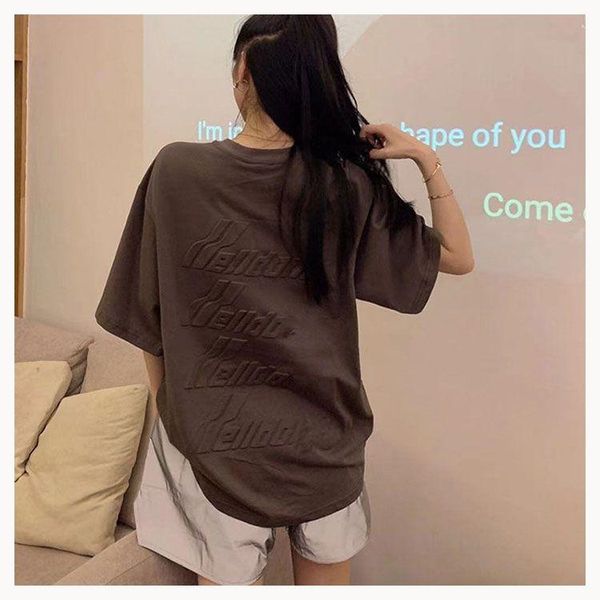 

three-dimensional letters short-sleeved t-shirt korean fashion brand 2021 oversize harajuku ins women's, White