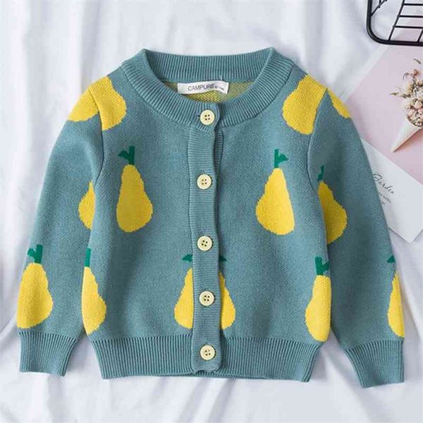 

baby boys girls snow pear cardigan coat children clothing autumn winter long sleeve knitted kids 210521, Blue