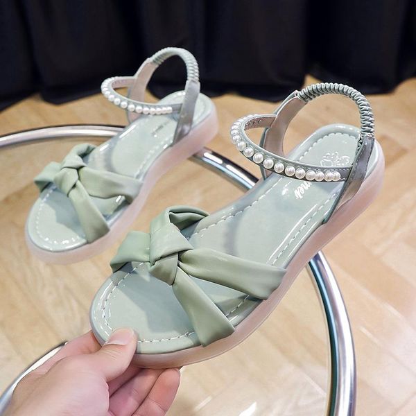 

sandals women pearl ankle buckle summer plus size pu leather flat female casual beach shoes 2021 ladies, Black