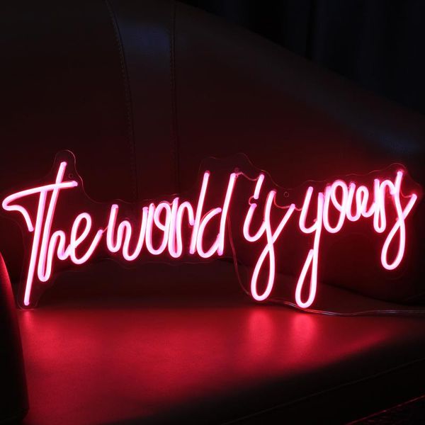 

other lighting bulbs & tubes led neon light letter sign the world is yours decorative for holiday wedding party bar shop bedroom room window