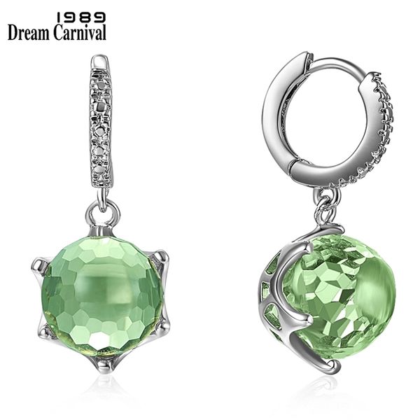 

dreamcarnival1989 selling special cut zircon drop earings for woman light green cz elegant wedding jewelry we3819gr 210625, Silver