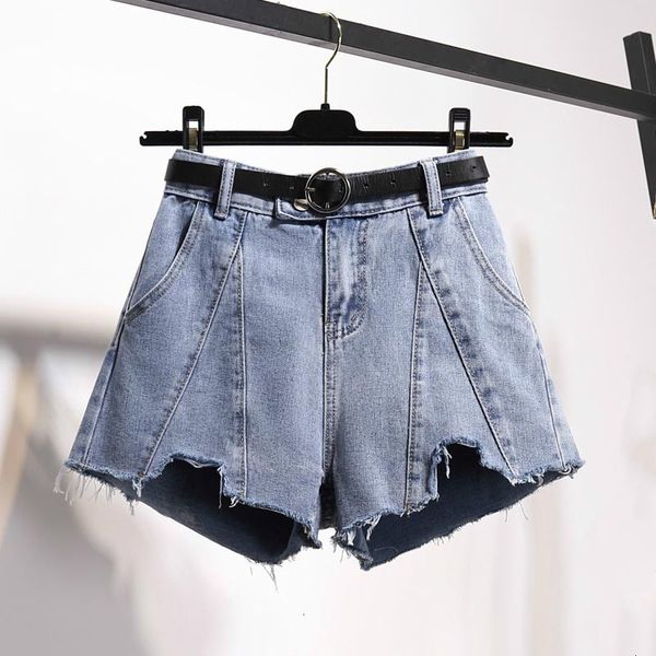 

women's shorts 2021 korean style fashion women summer ripped jeans casual high waist short femme wide leg denim plus size 5xl, White;black