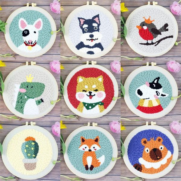 

other arts and crafts cute cartoon animal punch needle embroidery diy handmade material package wool set kit craft kits