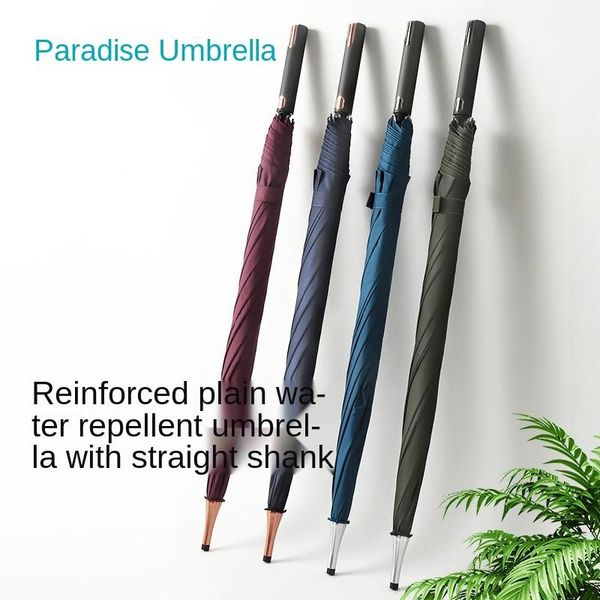 

umbrellas double large long brush holder straight handle semi-automatic solid color business rain gear or shine dual-use umbrella