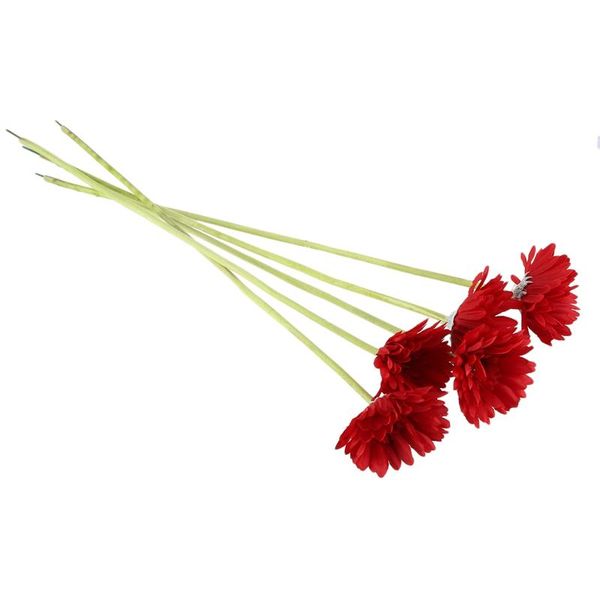 

decorative flowers & wreaths 5 pieces of artificial gerbera gaensebluemchen red