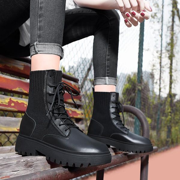 

boots season increase flat bottom short woman black england 2021