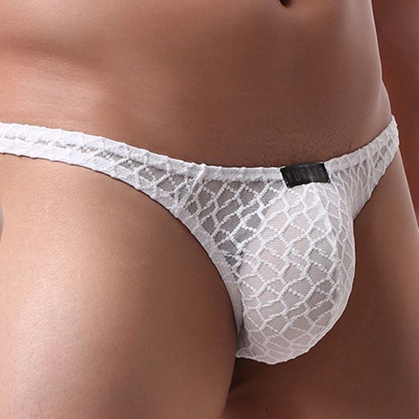 Mens Low-Waisted Sexy Underwear Lace Masculino Calcinha Transparente T-Back Sexy Lingerie Tentativa Tangas Sissy Jockstrap Briefs 3x