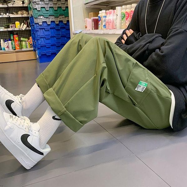 

men's pants pr hong kong style loose 2021 autumn fashion casual men streetwear oversize korean hip hop trousers, Black