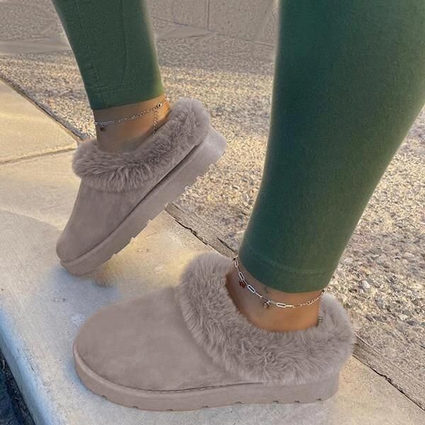 

slippers 2021 white winter flat shoes leather wool woman warm snow boots ladies fur ankle plus size bee fashion moccasins footwear, Black