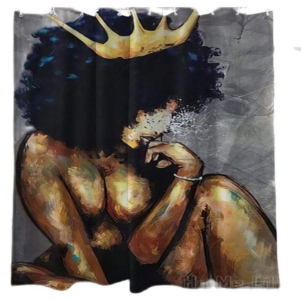

shower curtains african black girl by ho me lili curtain the queen with golden crown is thinking abstract style waterproof hooks