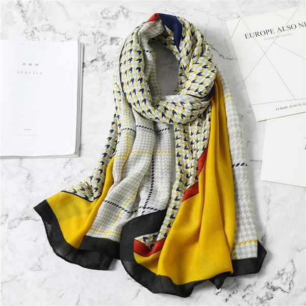 

scarves european and american street classic letter pattern scarf decoration cotton custom long shawl female travel warm, Blue;gray