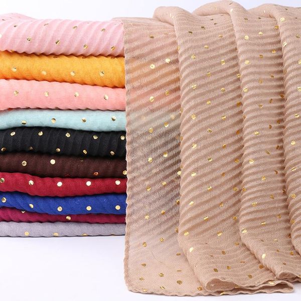

scarves wrinkle polka dot cotton hijab scarf shimmer crinkle glitter muslim woman veil shawls stretchy headband bandana 2021, Blue;gray