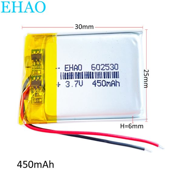 3,7 V 450 mAh Lithium-Polymer-LiPo-Akkuzellen für MP3-PAD-DVD-DIY-E-Book-Bluetooth-Kamera 602530