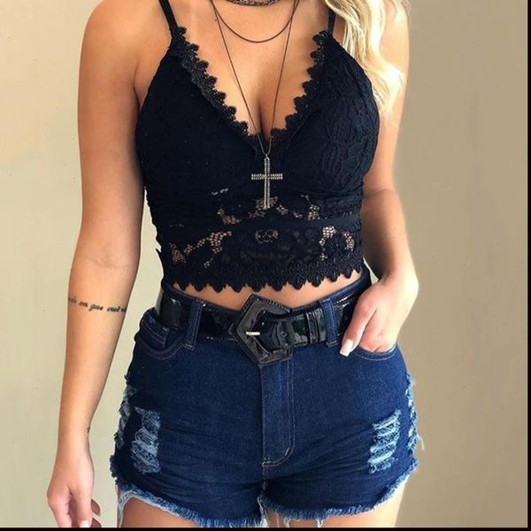 

womens cami summer style fashion halter women corp lace perspective shirts hollow out vetement femme for woman clothes, White