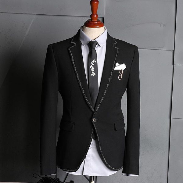 

men's suits & blazers oimg suit three-piece suit, young casual groom wedding dress, korean style slim trend, White;black