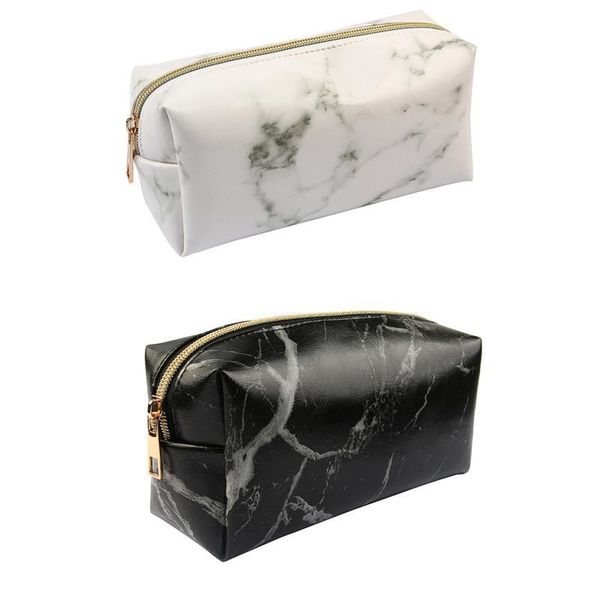 

storage bags large capacity pencil case marble makeup bag pen receive box pencils pouch stationery school supplies
