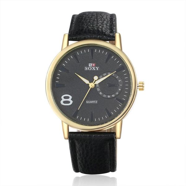 

wristwatches 2021 soxy mens watches fashion designer leather straps quartz watch men, Slivery;brown