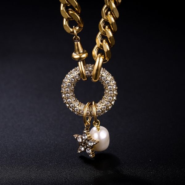 

70% off outlet online family's new star pearl necklace neckchain, Black