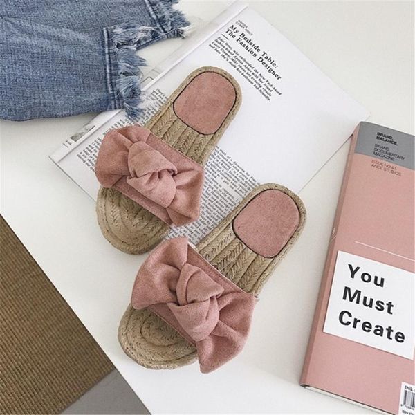 

slippers drop 2021 bow summer sandals slipper women beach indoor outdoor linen flip-flops shoes female floral, Black