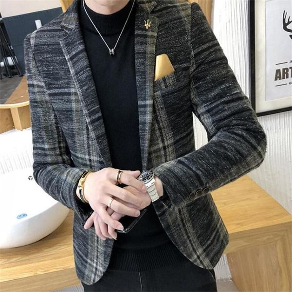 

men's suits & blazers blazer 2021 spring korean fashion style elegant comfortable quality masculino button wedding casual slim design t, White;black