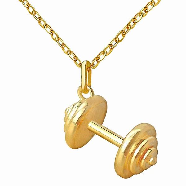

pendant necklaces barbell for women sports jewelry personality gym cloth accessories bodybuilding, Silver