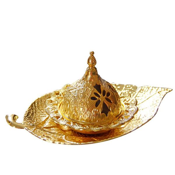

ramadan middle east arab golden incense burner candle holder metal star and moon shape dual simple aroma diffuser fragrance lamps