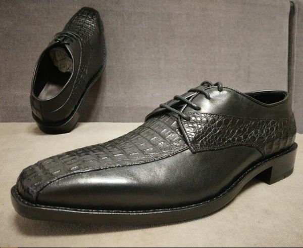 

dress shoes maloneda customized italian goodyear square toe handmade men's wedding size genuine leather 43, Black