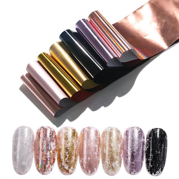 

colors/kit 4*20cm starry nail foils holographic stickers transfer sticker laser rose gold champagne nails decor1, Black