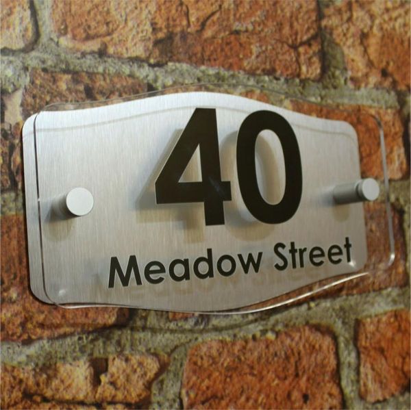 

customized brushed silver effect personalised vintage house sign name number other door hardware