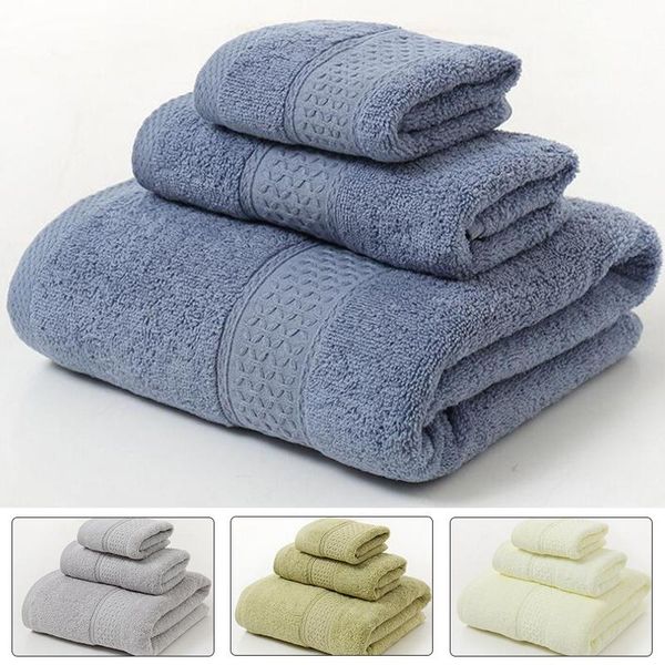 

towel pure cotton plain color cut-off set three-piece of long-staple bath s