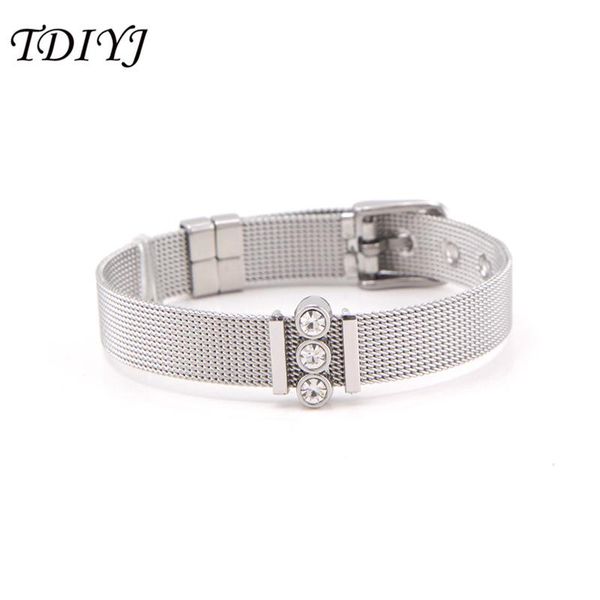 

charm bracelets tdiyj crystal keeper bracelet set with stainless steel mesh armband rubber ser sparkling trio slide charms for lovers', Golden;silver