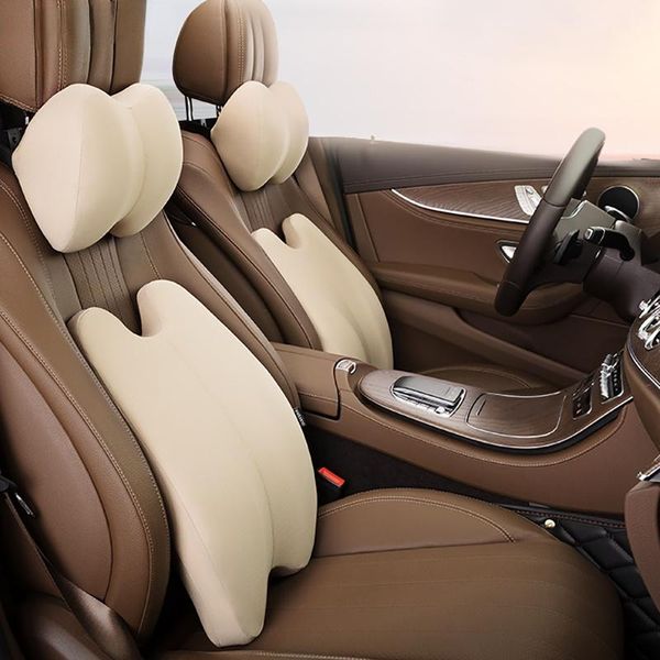 

seat cushions quees car headrest lumbar cushion memory foam filled pillow cervical support accessories relieve fatigue