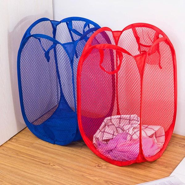 

storage baskets clothing laundry basket bag folding large capacity clothes mesh children toy bucket-