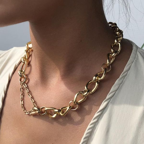 

minimalist punk hip hop clavicle chain necklace handmade choker boho collier femme kolye collares women jewelry chains, Silver