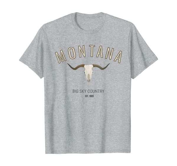 

montana longhorn skull - big sky country t-shirt, White;black